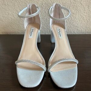 Nina Silver Heels Elegant Block Sandals